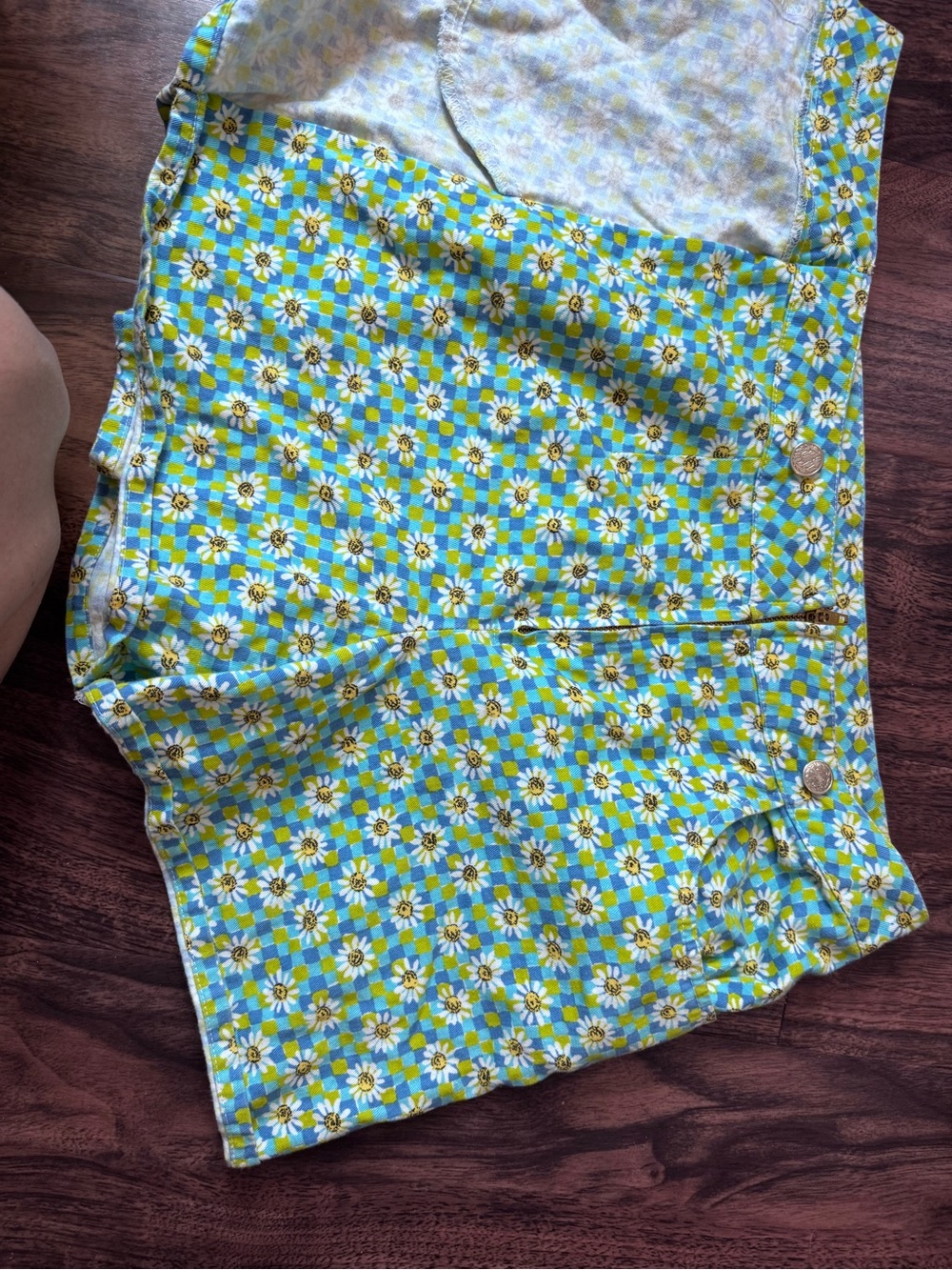 Vintage Floral Plaid Daisy Women’s skort - Blue & Yellow